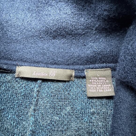 Heather B Poncho Womens Lg Wool Blend Blue Gray Full Zip Knit Sweater Cape EUC - Picture 2 of 16